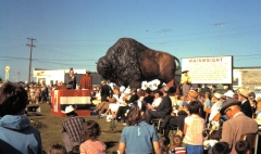 Dedicating the bison statue
